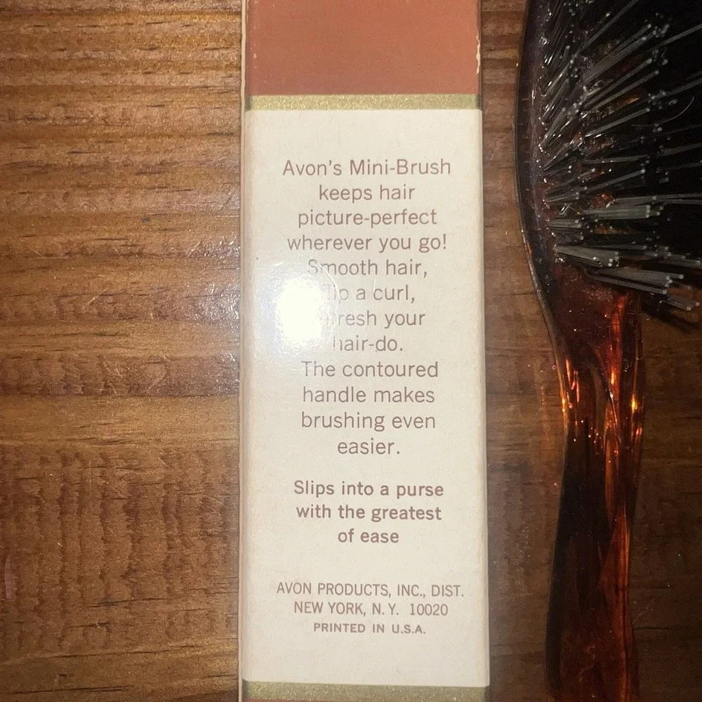 Vintage Avon Travel Hair Brush 6 Inch mini‎ Brown Nylon Bristle New In Box